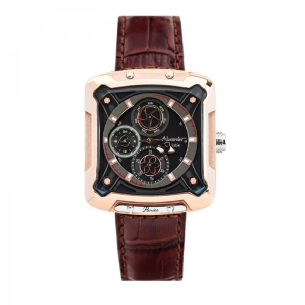 Alexandre Christie AC 3030 Rosegold Black Brown Leather BFLTRBABO